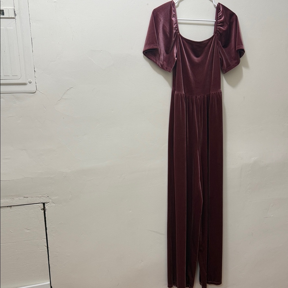 Old Navy Burgundy Velvet Jumpsuit